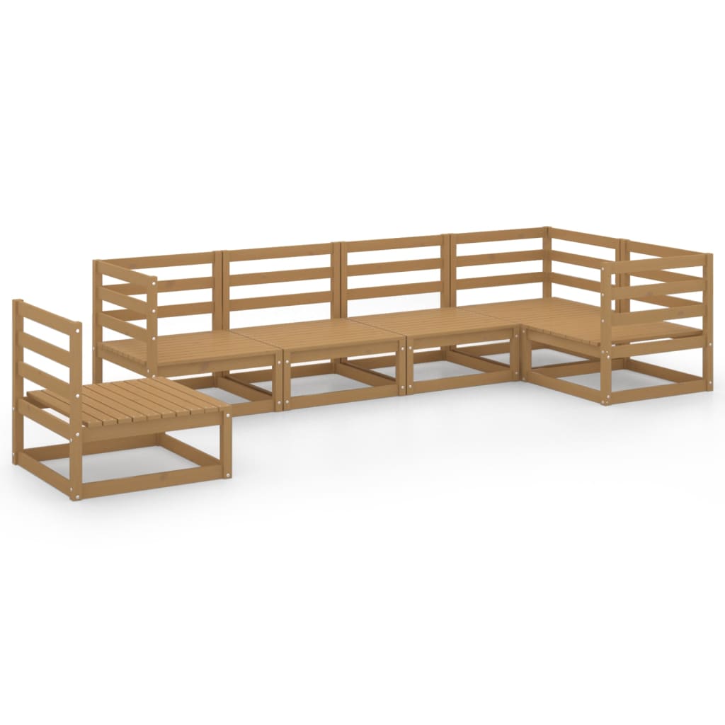 Set Salotto da Giardino 6pz Marrone Ambra Legno Massello Pino