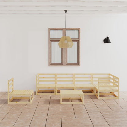 Set Divani da Giardino 7 pz in Legno Massello di Pino