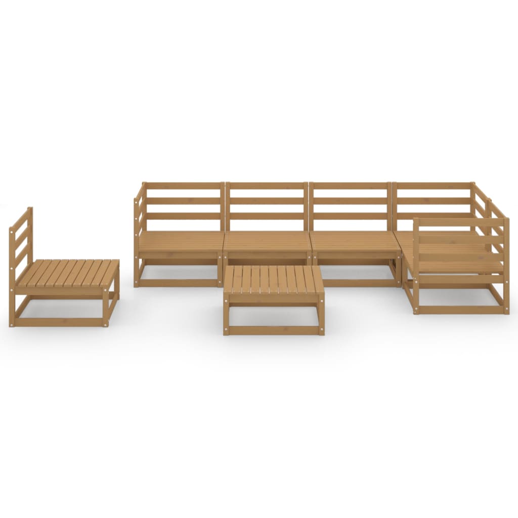 Set Salotto da Giardino 7pz Marrone Ambra Legno Massello Pino