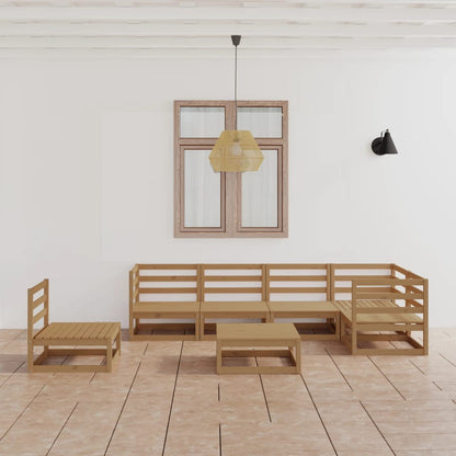Set Salotto da Giardino 7pz Marrone Ambra Legno Massello Pino