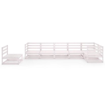 Set Divani da Giardino 7pz Bianco in Legno Massello di Pino