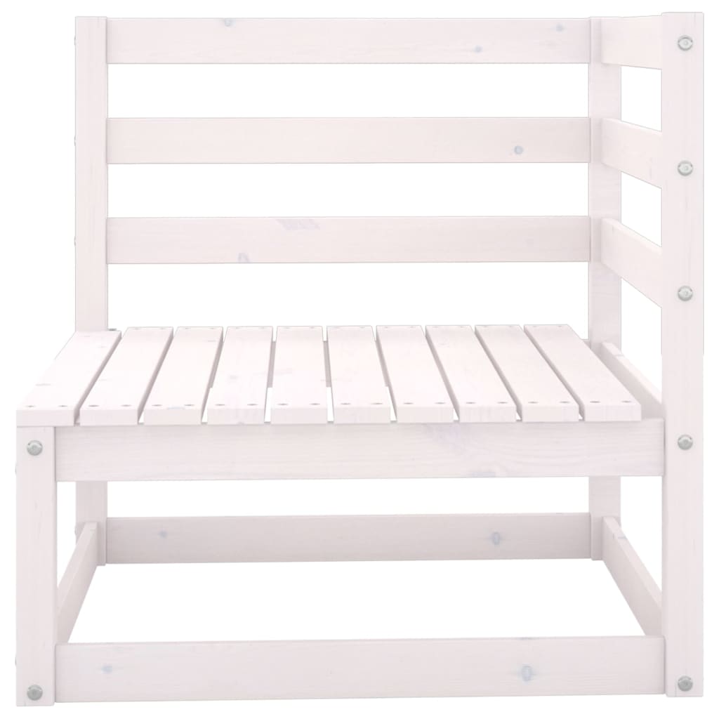 Set Divani da Giardino 7pz Bianco in Legno Massello di Pino