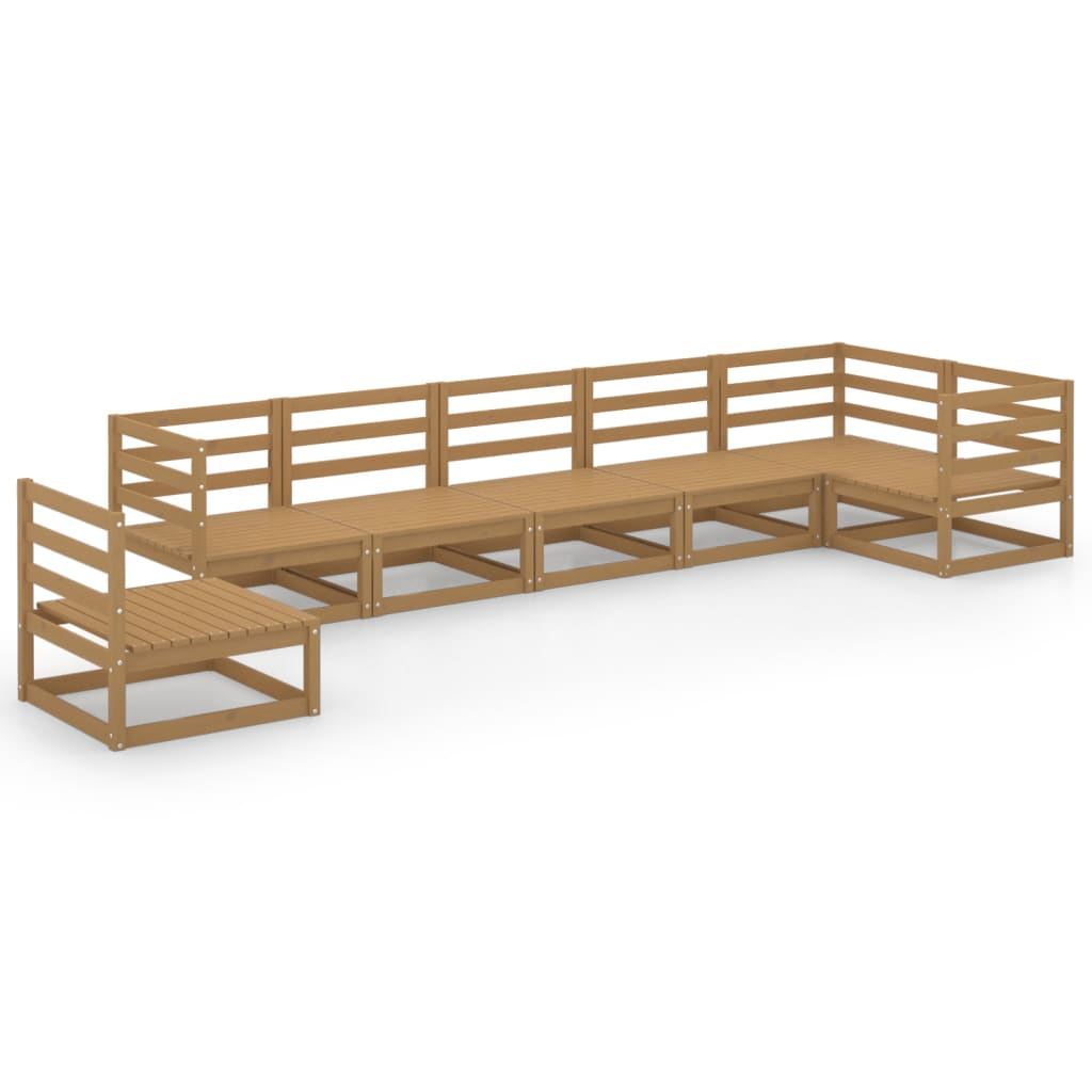 Set Salotto da Giardino 7pz Marrone Ambra Legno Massello Pino