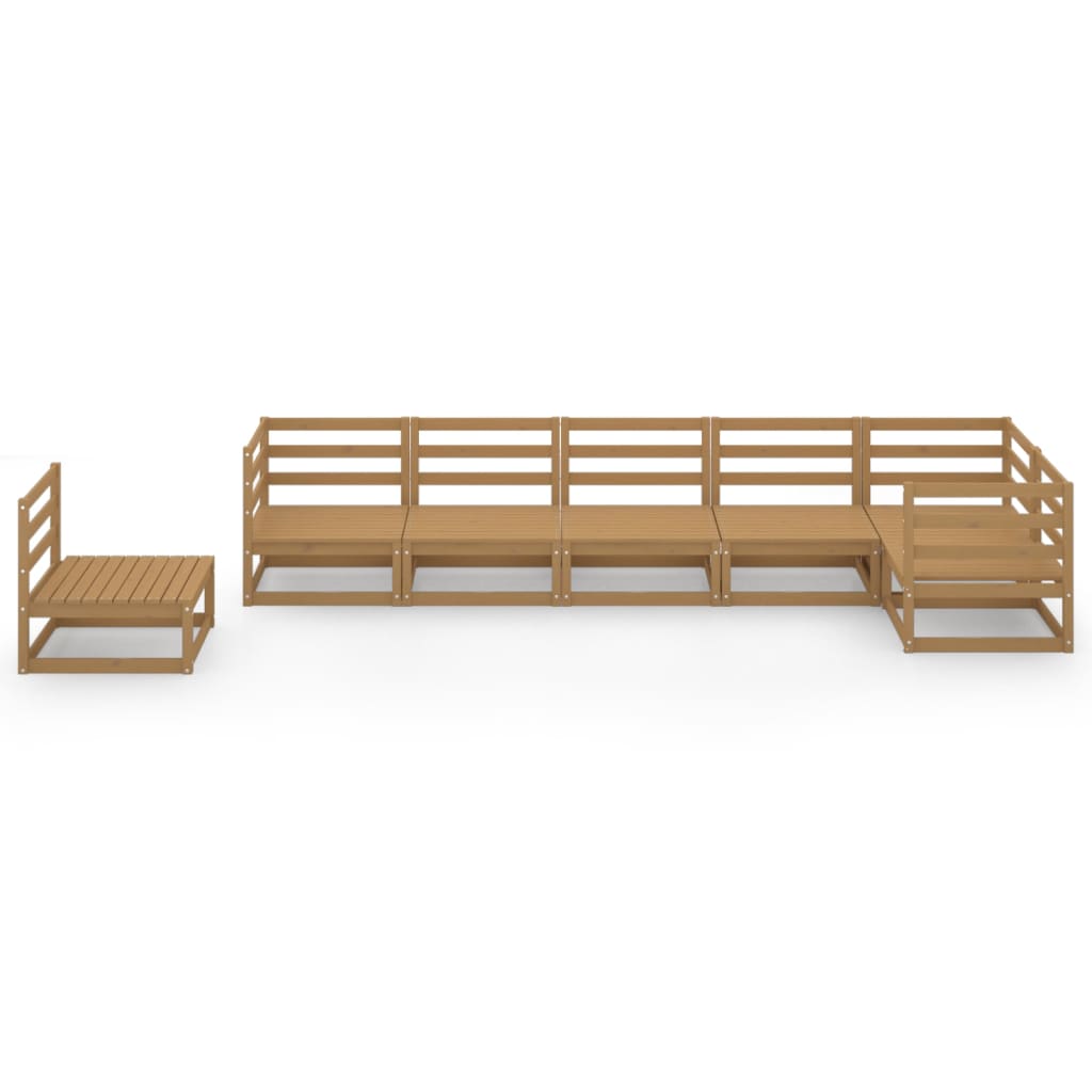 Set Salotto da Giardino 7pz Marrone Ambra Legno Massello Pino