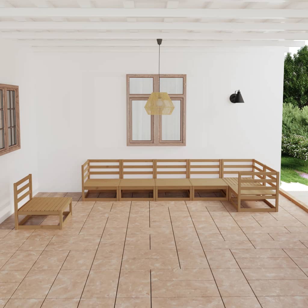 Set Salotto da Giardino 7pz Marrone Ambra Legno Massello Pino