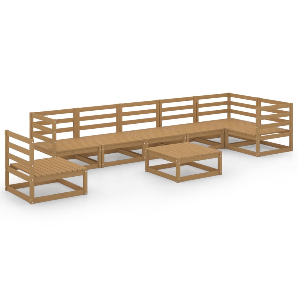 Set Salotto da Giardino 8pz Marrone Ambra Legno Massello Pino