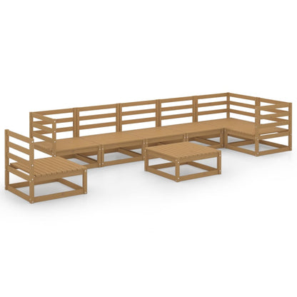 Set Salotto da Giardino 8pz Marrone Ambra Legno Massello Pino