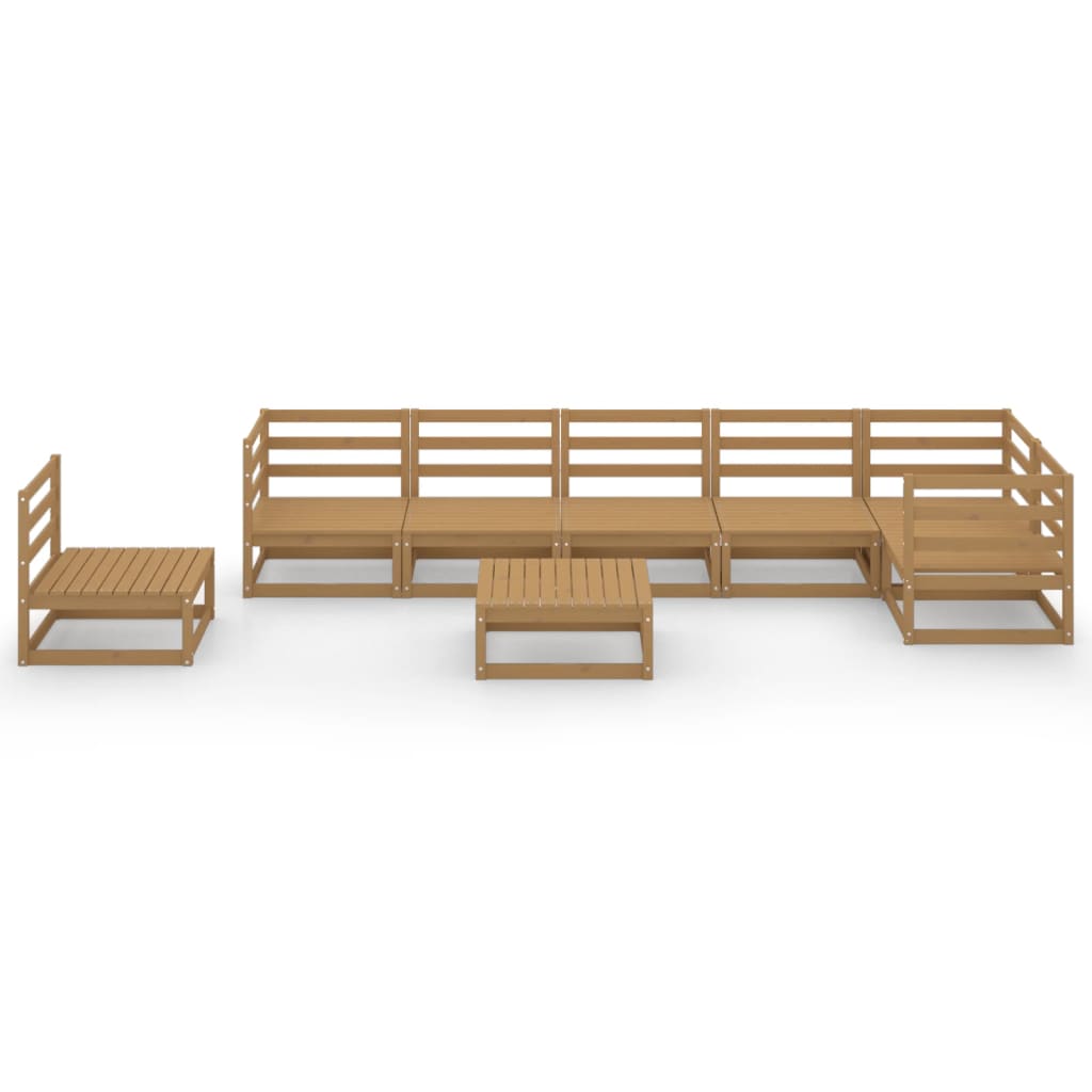Set Salotto da Giardino 8pz Marrone Ambra Legno Massello Pino