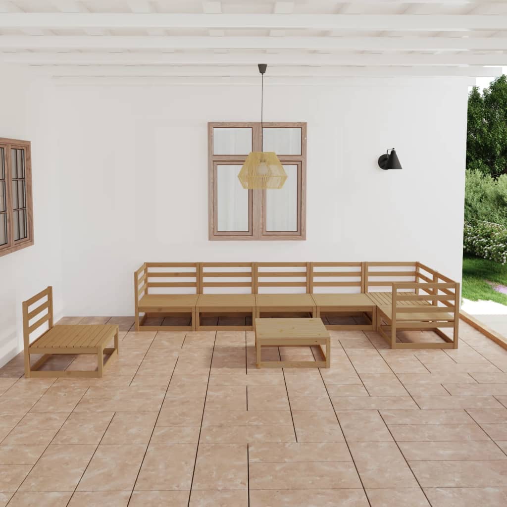Set Salotto da Giardino 8pz Marrone Ambra Legno Massello Pino