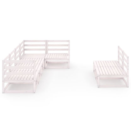 Set Divani da Giardino 7pz Bianco in Legno Massello di Pino