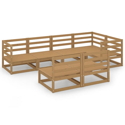 Set Salotto da Giardino 7pz Marrone Ambra Legno Massello Pino