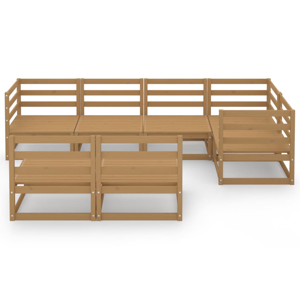 Set Salotto da Giardino 7pz Marrone Ambra Legno Massello Pino