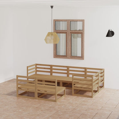 Set Salotto da Giardino 7pz Marrone Ambra Legno Massello Pino