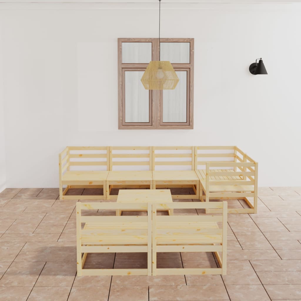 Set Divani da Giardino 8 pz in Legno Massello di Pino