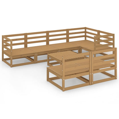 Set Salotto da Giardino 8pz Marrone Ambra Legno Massello Pino