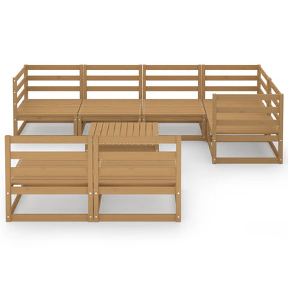 Set Salotto da Giardino 8pz Marrone Ambra Legno Massello Pino