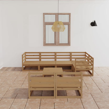 Set Salotto da Giardino 8pz Marrone Ambra Legno Massello Pino