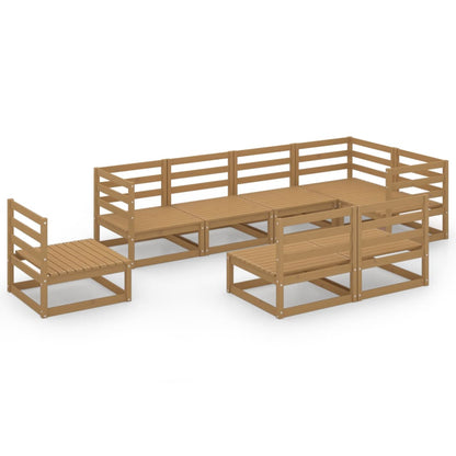 Set Salotto da Giardino 8pz Marrone Ambra Legno Massello Pino