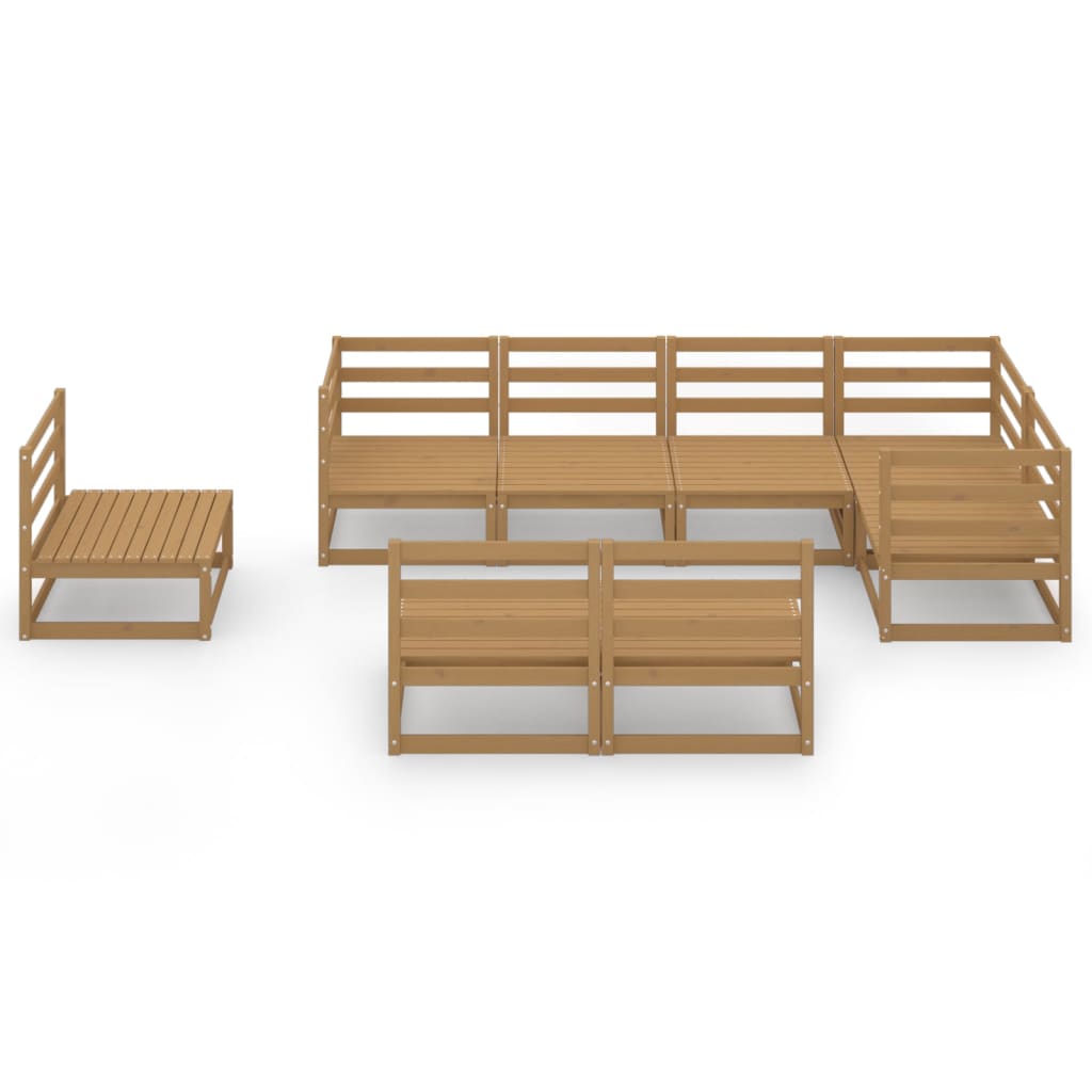 Set Salotto da Giardino 8pz Marrone Ambra Legno Massello Pino