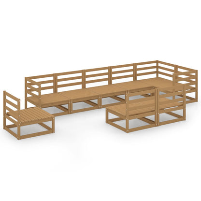 Set Salotto da Giardino 9pz Marrone Ambra Legno Massello Pino