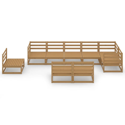 Set Salotto da Giardino 9pz Marrone Ambra Legno Massello Pino