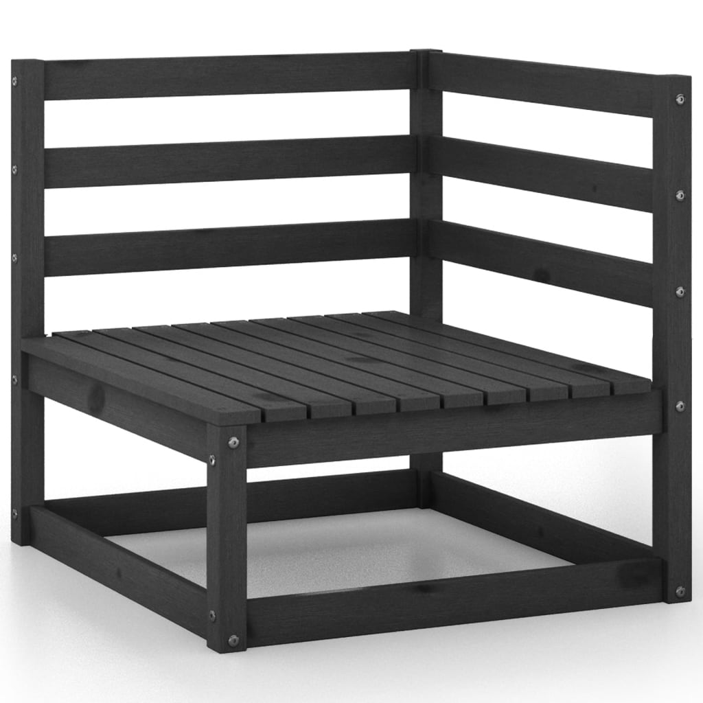 Set Divani da Giardino 10 pz Nero in Legno Massello di Pino