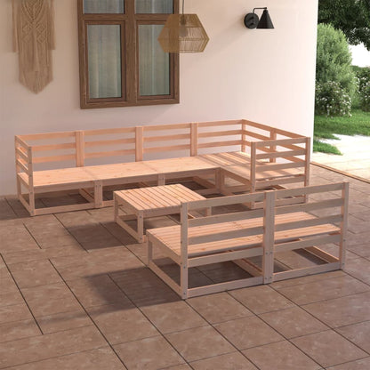 Set Divani da Giardino 8 pz in Legno Massello di Pino