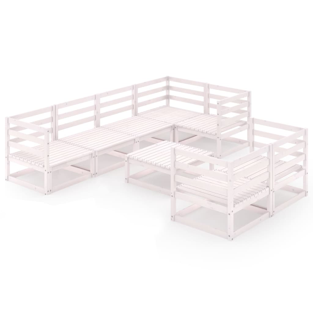 Set Divani da Giardino 8 pz Bianco in Legno Massello di Pino