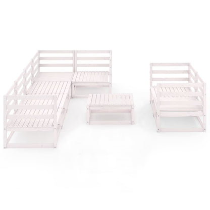 Set Divani da Giardino 8 pz Bianco in Legno Massello di Pino