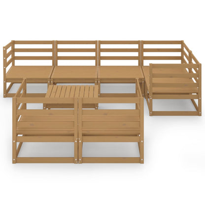Set Divani da Giardino 8 pz Marrone Ambra in Massello di Pino