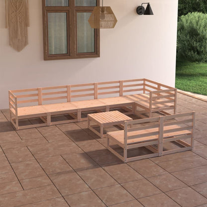 Set Divani da Giardino 9 pz in Legno Massello di Pino