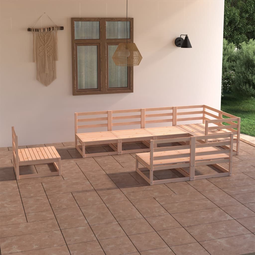 Set Divani da Giardino 8 pz in Legno Massello di Pino