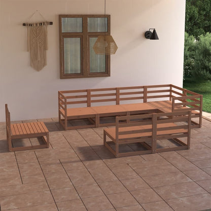 Set Salotto da Giardino 8pz Marrone Ambra Legno Massello Pino