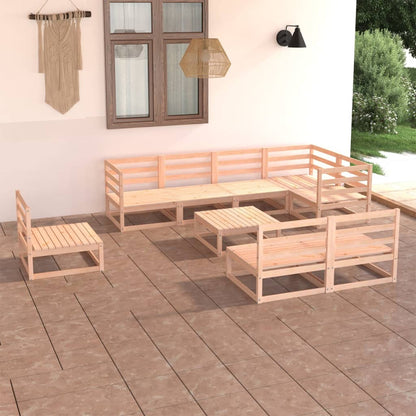 Set Divani da Giardino 9 pz in Legno Massello di Pino
