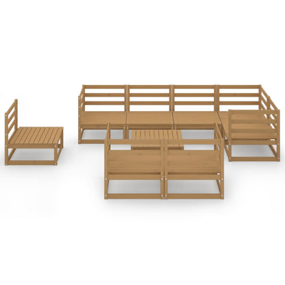 Set Salotto da Giardino 9pz Marrone Ambra Legno Massello Pino