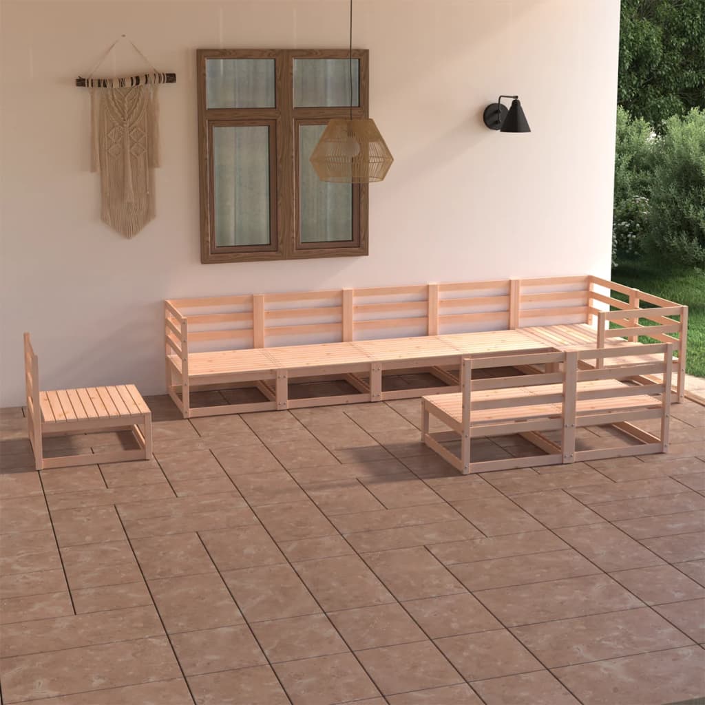 Set Divani da Giardino 9 pz in Legno Massello di Pino