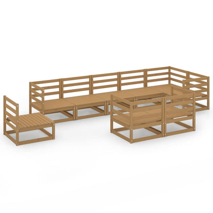 Set Salotto da Giardino 9pz Marrone Ambra Legno Massello Pino