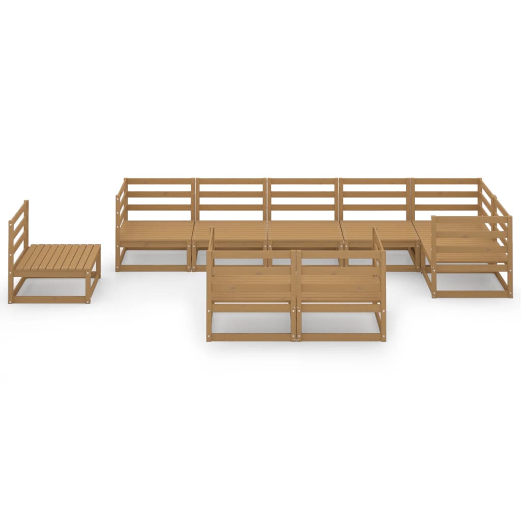 Set Salotto da Giardino 9pz Marrone Ambra Legno Massello Pino
