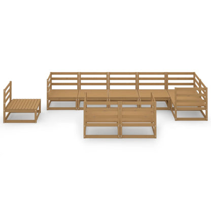 Set Salotto da Giardino 9pz Marrone Ambra Legno Massello Pino