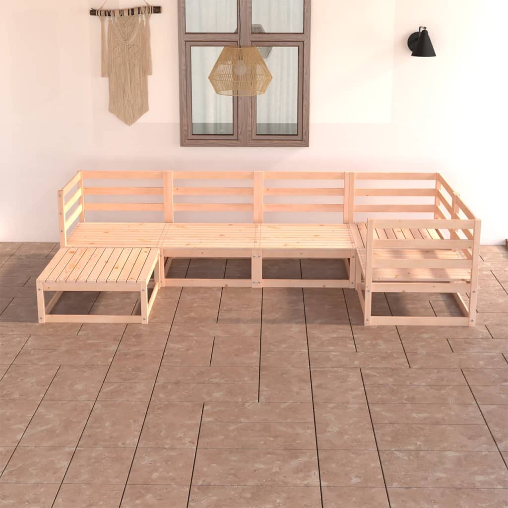 Set Divani da Giardino 6 pz in Legno Massello di Pino
