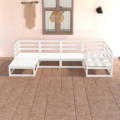 Set Divani da Giardino 6 pz Bianco in Legno Massello di Pino