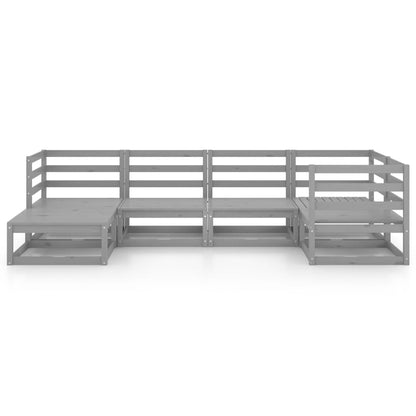 Set Divani da Giardino 6 pz Grigi in Legno Massello di Pino
