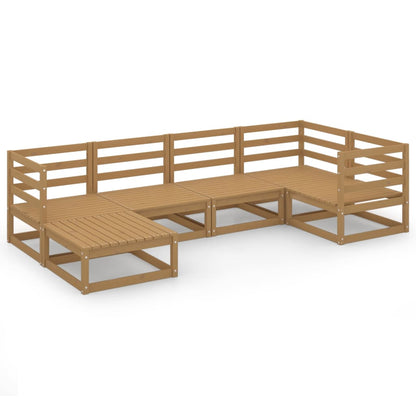 Set Salotto da Giardino 6pz Marrone Ambra Legno Massello Pino