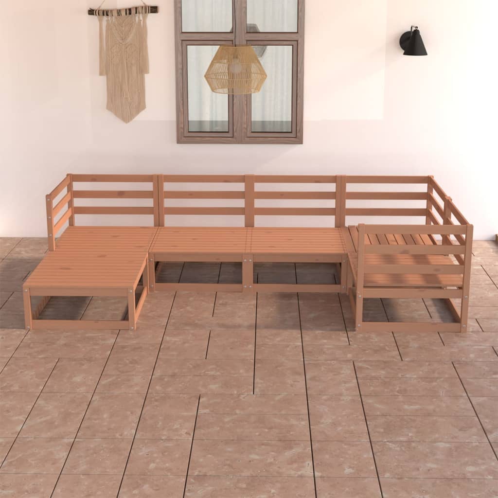 Set Salotto da Giardino 6pz Marrone Ambra Legno Massello Pino