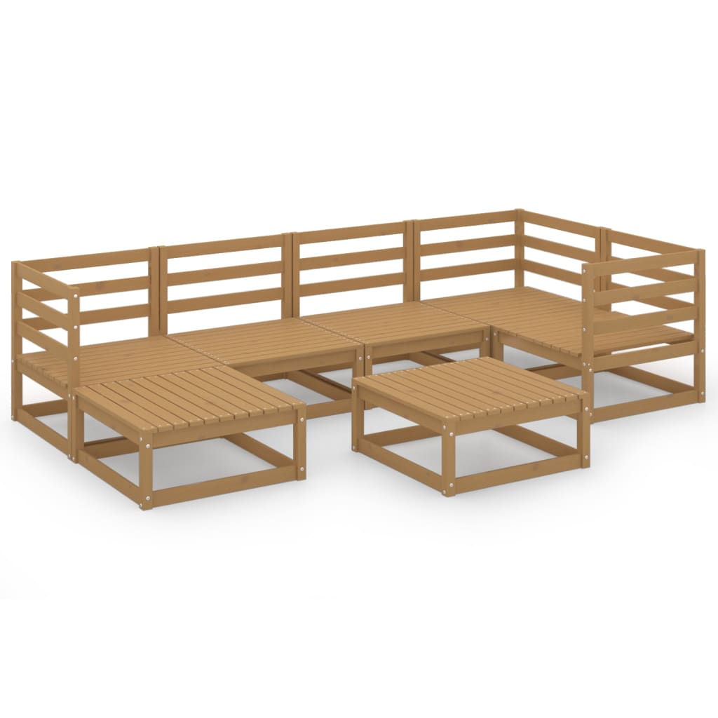 Set Salotto da Giardino 7pz Marrone Ambra Legno Massello Pino