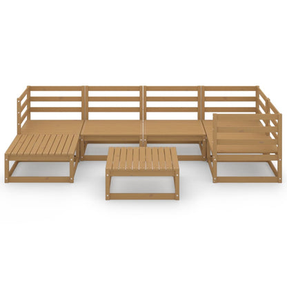 Set Salotto da Giardino 7pz Marrone Ambra Legno Massello Pino