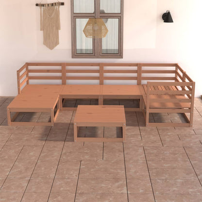 Set Salotto da Giardino 7pz Marrone Ambra Legno Massello Pino