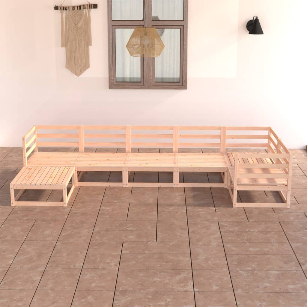 Set Divani da Giardino 7 pz in Legno Massello di Pino