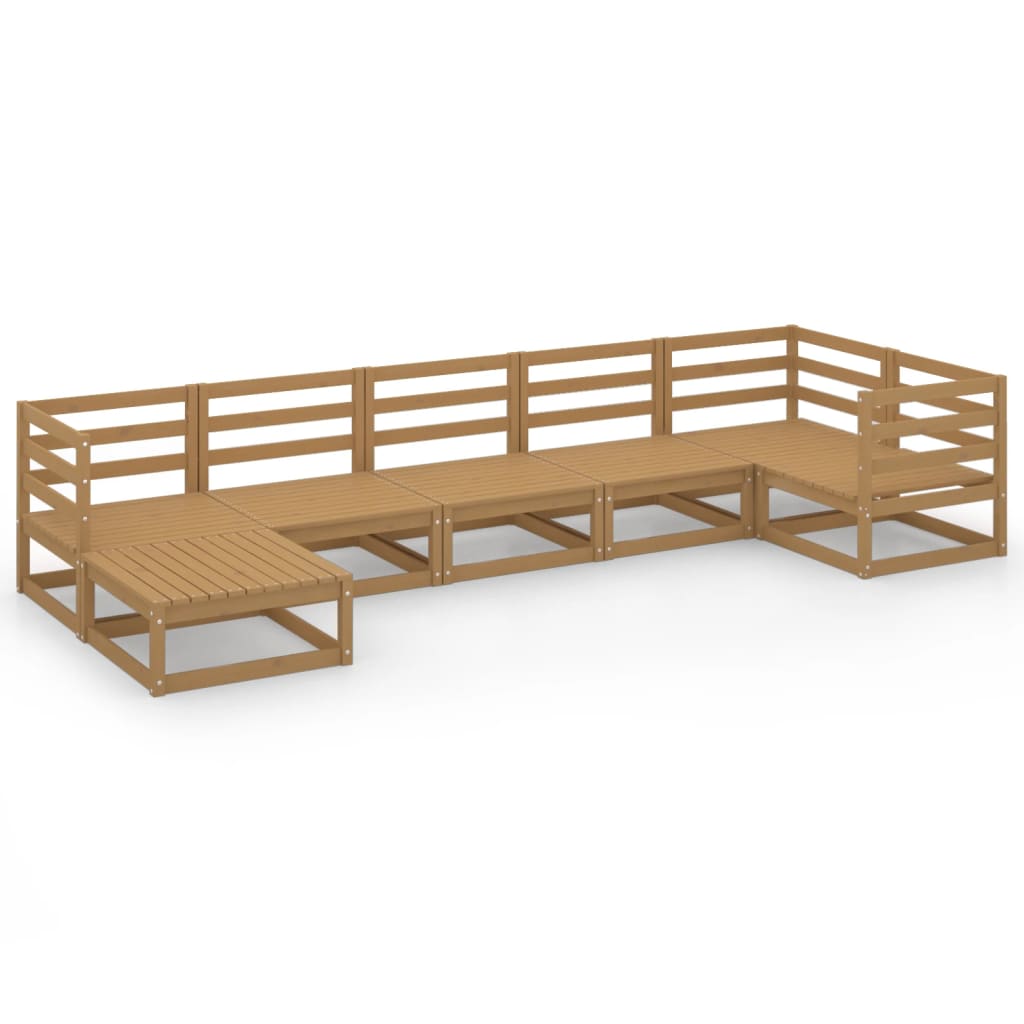 Set Salotto da Giardino 7pz Marrone Ambra Legno Massello Pino