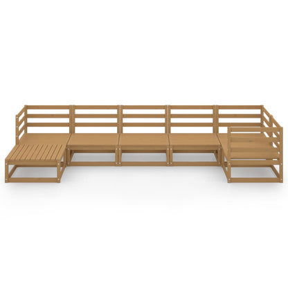Set Salotto da Giardino 7pz Marrone Ambra Legno Massello Pino